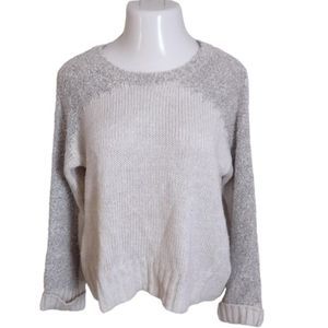 John + Jenn Two Toned Gray Textured Boxy Oversize Sweater